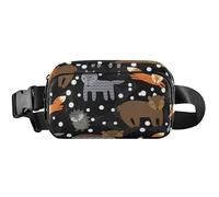 Marsupio impermeabile da donna, con animali del bosco, nero, da donna, per festival e viaggi, con animali del bosco, nero, 20,3 x 13,5 x 5,8 cm, divertente, carino, animali del bosco neri, 8 x 5,3 x