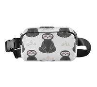 Marsupio impermeabile da donna con bradipo in meditazione, nero, antifurto, con bradipo in meditazione, bianco, 20,3 x 13,5 x 5,8 cm, divertente, carino, nero meditando bradipo bianco, 8, Bradipo in