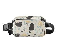 Marsupio impermeabile da donna, con grazioso gatto e fiore giallo, marsupio luminoso da donna, 20,3 x 13,5 x 5,8 cm, divertente, carino gatto fiore giallo, 8 x 5,3 x 2,3 cm, Simpatico gatto fiore