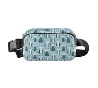 Marsupio impermeabile Hoho con fiocco di neve Merry Christmas rosso con cinghia regolabile per viaggi vacanze corsa, Lemurs Madagascar su motivo blu, 1 Size