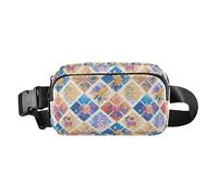 Marsupio impermeabile Hoho con fiocco di neve Merry Christmas rosso con cinghia regolabile per viaggi vacanze corsa, Mandala Diamond Lattice, 1 Size