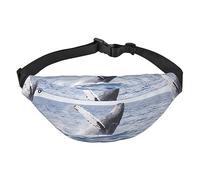 Marsupio impermeabile in poliestere con cintura regolabile, versatile borsa a tracolla per uomini e donne, Balena sopra l'acqua del mare, Taglia unica
