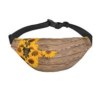 Marsupio impermeabile in poliestere con cintura regolabile, versatile borsa a tracolla per uomini e donne, Tre Girasoli Su Legno, Taglia unica