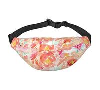 Marsupio impermeabile in poliestere con cintura regolabile, versatile borsa a tracolla per uomini e donne, Peonia di pesca, Taglia unica