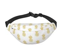 Marsupio impermeabile in poliestere con cintura regolabile, versatile borsa a tracolla per uomini e donne, Sfondo D'ananas Oro, Taglia unica