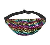Marsupio impermeabile in poliestere con cintura regolabile, versatile borsa a tracolla per uomini e donne, Zebra arcobaleno colorato, Taglia unica