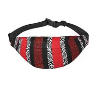 Marsupio impermeabile in poliestere con cintura regolabile, versatile borsa a tracolla per uomini e donne, Leopardo rosso e zebrato animale, Taglia unica