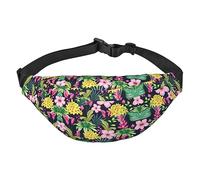 Marsupio impermeabile in poliestere con cintura regolabile, versatile borsa a tracolla per uomini e donne, Fiore colorato hawaiano., Taglia unica