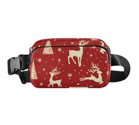 Marsupio impermeabile rosso con cervo carino per le donne marsupio marsupio personalizzato borsa a tracolla in vita, carino cervo rosso, 20,3 x 13,5 x 5,8 cm, divertente carino, cervo rosso carino
