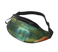 Marsupio in alpaca bianca con pittura ad acquerello e cactus per donne e uomini alla moda marsupio regolabile per allenamento corsa viaggi marsupio casual, Fungo Fantasy River negli alberi della
