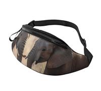 Marsupio in alpaca bianca con pittura ad acquerello e cactus per donne e uomini alla moda marsupio regolabile per allenamento corsa viaggi marsupio casual, Due elefanti che giocano, Taglia unica