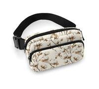 Marsupio in cotone bianco con stampa ad albero, borsa a tracolla da donna, alla moda