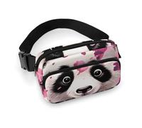 Marsupio in cotone con panda rosa, per donne e uomini, borsa casual regolabile per viaggi, sport, escursionismo, bianco, 20 x 13 cm, bianco, 7.9x5.1inches