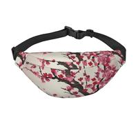 Marsupio in fiore con albero di ciliegio, per uomo e donna, alla moda, borsello a tracolla con cinturino regolabile, impermeabile, per viaggi, escursionismo, sport, nero, uno, Nero , Taglia unica