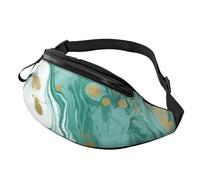 Marsupio in marmo verde oro - Marsupio grande alla moda per donne e uomini, tasche sicure con cerniera regolabile, per viaggi, feste, sport, corsa, escursionismo, uso quotidiano, 3D, Taglia unica