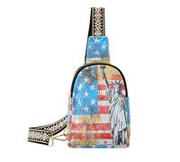 Marsupio in pelle alla moda Statua della Libertà Americana antifurto, nero crossbody per il giorno pack, statua della libertà americana, 1 taglia, Statua della Libertà Americana, 1 size