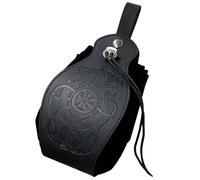 Marsupio In Pelle Goffrata Vegvisir Vintage Nordico - Uomo Donna Viking Compass Dragon Coulisse Cintura Pouch - Medievale Rinascimentale Appendere Portatile Marsupio(Black)