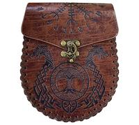 Marsupio in pelle Steampunk Marsupio medievale in pelle Pack Hip Vintage Mitico Creatura Portafoglio, Drago Marrone, Taglia unica