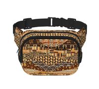 Marsupio in stile africano con stampa patchwork elegante e pratico, regolabile, perfetto per viaggi e attività all'aperto, Nero , Taglia unica