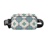 Marsupio in stile etnico verde con texture retrò alla moda per donne uomini impermeabile borsa a tracolla per passaporto con tracolla regolabile per lo shopping sport lavoro, Verde Stile Etnico Retro