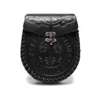 Marsupio in stile europeo retrò vichingo medievale con cintura portamonete cavaliere emboweled Marsupio a tracolla, Nero 1, Semplice