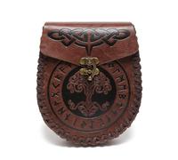 Marsupio in stile europeo retrò vichingo medievale con cintura portamonete cavaliere emboweled Marsupio a tracolla, Marrone 1, Semplice