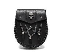 Marsupio in stile europeo retrò vichingo medievale con cintura portamonete cavaliere emboweled Marsupio a tracolla, Nero , Semplice