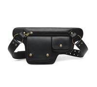 Marsupio in stile motociclista punk alla moda, cintura regolabile for sport all'aria aperta, marsupio in pelle PU retrò, medievale gotico Per Cosplay Mascherato(Black)