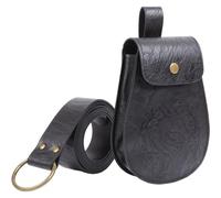 Marsupio in stile retrò, 2 pezzi, in poliuretano, con cinturino staccabile, accessorio per costume per uso quotidiano, eventi, cosplay, LARP, Nero , Taglia unica, Bellezza di massa