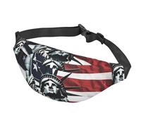 Marsupio in stile tribale per donne e uomini, impermeabile, con cintura regolabile, borsa a tracolla casual, da viaggio, per sport, corsa, ciclismo, Statua della Libertà e Bandiera Americana, Taglia