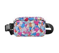 Marsupio in vetro colorato con cuore anime, per San Valentino, per donne e uomini, impermeabile, con cinghia regolabile, per shopping, sport, lavoro