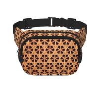 Marsupio in vimini intrecciato con stampa a griglia, elegante e pratico, regolabile, perfetto per viaggi e attività all'aperto, Nero , Taglia unica