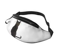 Marsupio in vita con gatto nero 3D, elegante, per donne e uomini, leggero, con tasche con cerniera, cintura regolabile per passeggiate con il cane, corsa, ciclismo, escursionismo, sport all'aria