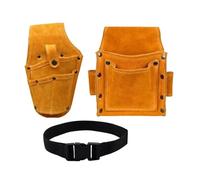 Marsupio indossabile in pelle bovina per trapano, viti e chiodi, punte da trapano, parti metalliche, per pesca, viaggi, attrezzi, borse con cintura (set da 3 pezzi)