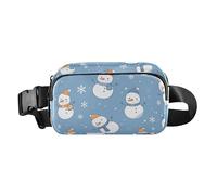 Marsupio invernale alla moda con pupazzo di neve blu per donne e uomini, piccola borsa a tracolla antifurto con cinghia regolabile per ciclismo, escursionismo, palestra, Pupazzo di neve blu Inverno, 1