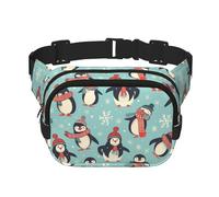 Marsupio invernale con pinguini di Natale, piccolo marsupio alla moda a tracolla leggero marsupio per donne uomini corsa allenamento escursionismo viaggi