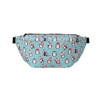 Marsupio invernale natalizio con pinguini, borsa a tracolla regolabile per uomini e donne, corsa, escursionismo, arrampicata, palestra, cyclette, ecc., Nero , Taglia unica