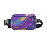 Marsupio irregolare astratto viola-dorato alla moda per donne uomini adolescenti grande capacità borsa a tracolla con tracolla regolabile per ciclismo, escursionismo, palestra