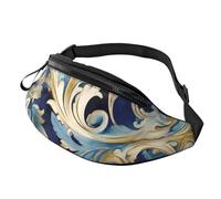Marsupio Labrador nero per uomo e donna, borsa a tracolla regolabile, adatto per viaggi, escursionismo, escursionismo, corsa, Elegante Oro Blu Fiorentino, Taglia unica