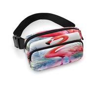 Marsupio leggero con fenicottero ad acquerello, con cinghia regolabile, per corsa e viaggio