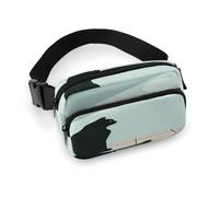 Marsupio leggero con gatto nero seduto con cinghia regolabile per corsa e viaggio