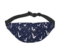 Marsupio leggero con note musicali e sassofoni, borsa da viaggio con tracolla regolabile, Nero , Taglia unica, Cintura per soldi