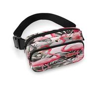 Marsupio leggero con stampa floreale fenicottero con cinghia regolabile per corsa e viaggio