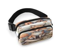 Marsupio leggero con volpe in un bosco di funghi, con cinghia regolabile, per corsa e viaggio