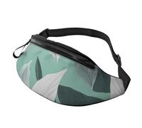 Marsupio leggero da uomo e da donna con stampa di foglie grigio menta, per viaggi, shopping ed eventi all'aperto