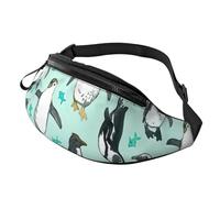 Marsupio leggero da uomo e da donna, con stampa di pinguini, per viaggi, shopping ed eventi all'aperto