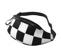 Marsupio leggero da uomo e da donna, con stampa scozzese nera e bianca, per viaggi, shopping ed eventi all'aperto