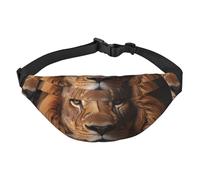 Marsupio leggero per corsa ed escursionismo, grande marsupio con stampa The Lion's Gaze per allenamento e viaggio, nero, Taglia unica, Sportivo