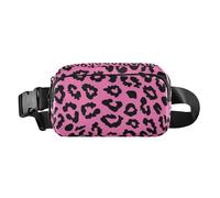 Marsupio leopardato rosa alla moda per uomo donna piccola borsa a tracolla antifurto con cinghia regolabile per lo shopping sport lavoro