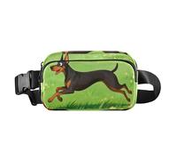 Marsupio lungo con cane Doberman Pinscher verde alla moda per uomo donna borsa a tracolla resistente all'acqua antifurto marsupio con cinghia regolabile per viaggi vacanze corsa